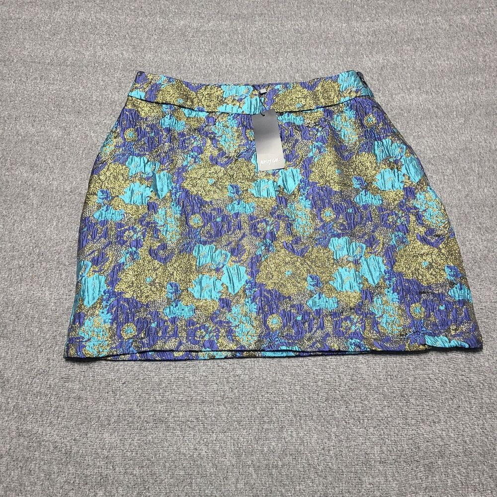Nasty Gal Brocade Metallic Floral Mini‎ Skirt Blue Gold Purple Women's US 8